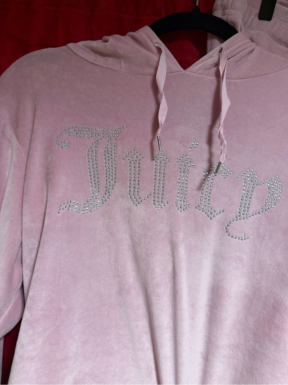 Juicy Couture Pink Velour Rhinestone Logo Hoodie & Pants Set - Picture 2 of 12